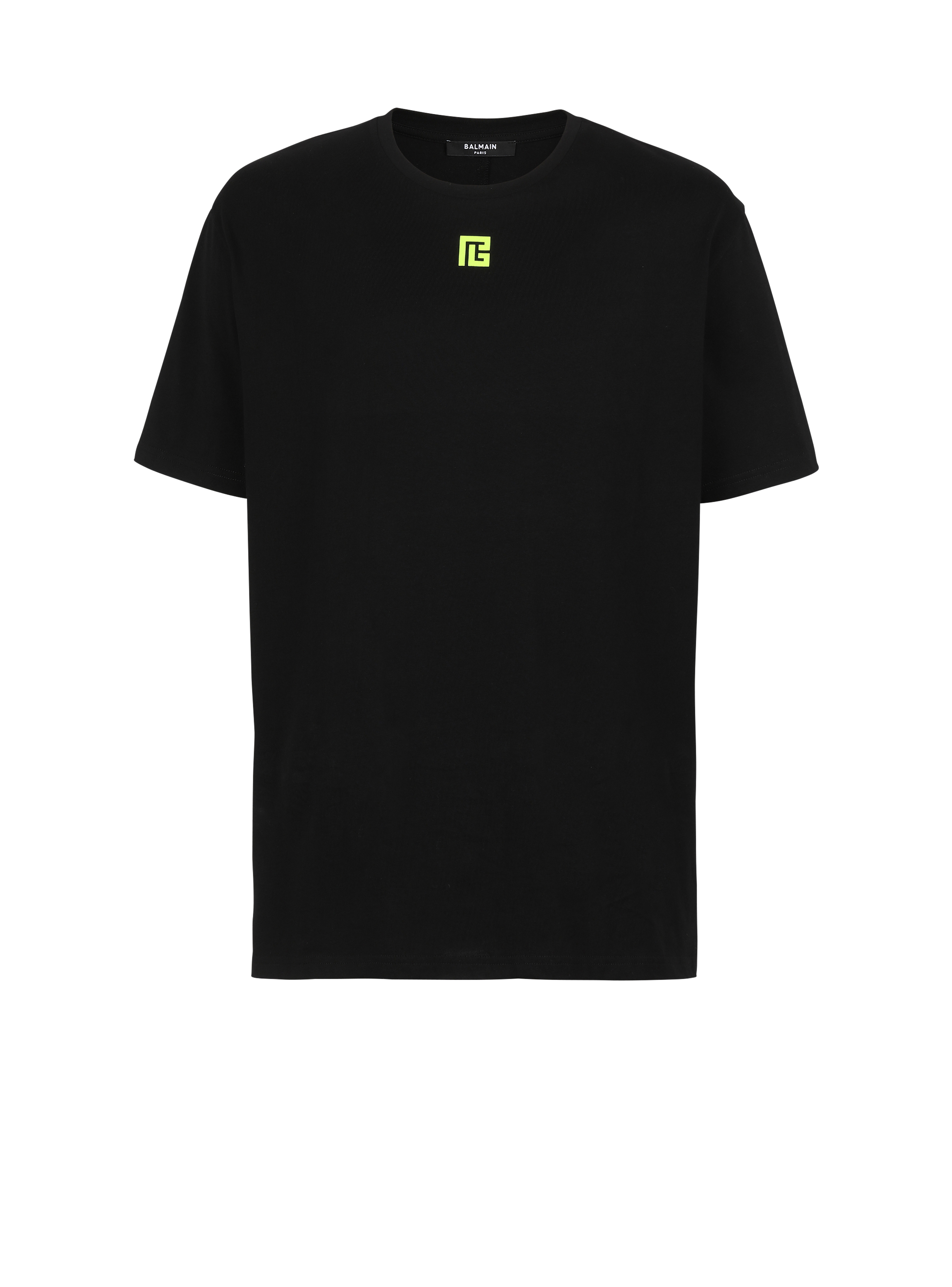 T-shirt in cotone con maxi logo Balmain sul retro, nero
