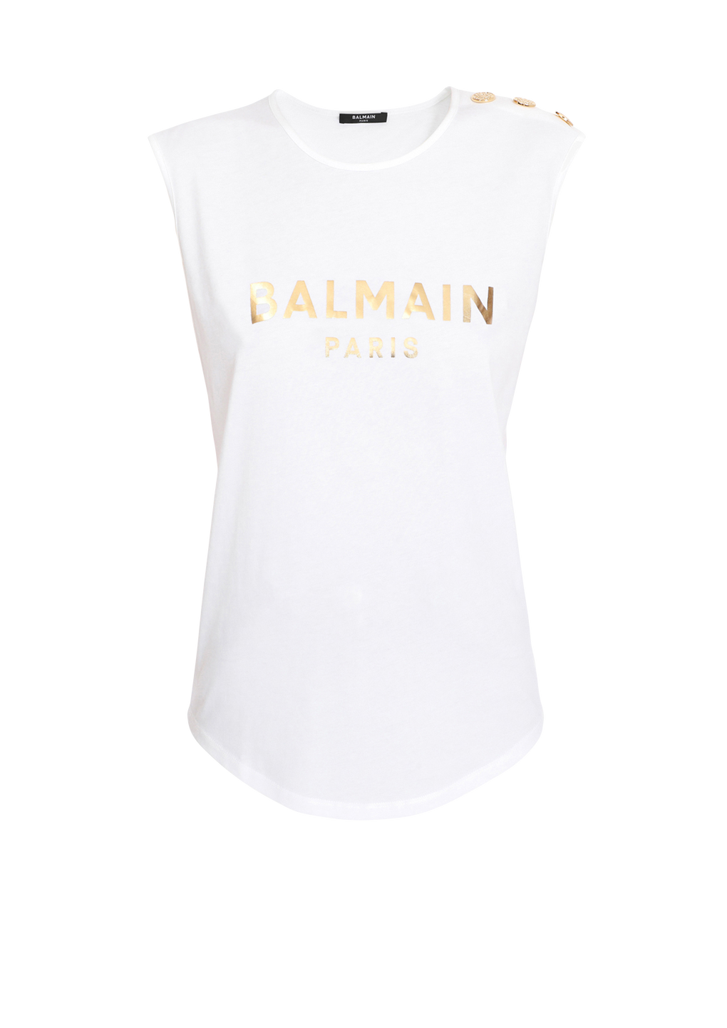 T-shirt in cotone con logo Balmain, bianco, hi-res