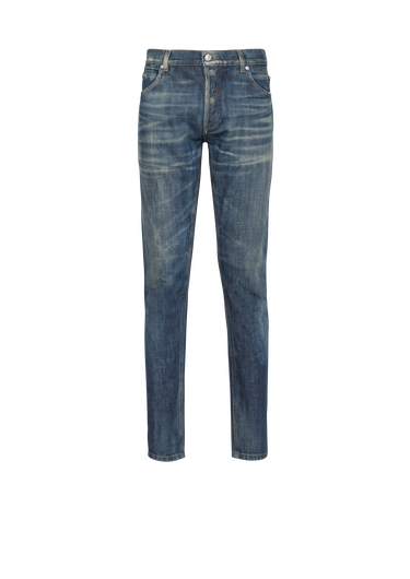 Jeans slim in cotone delavé