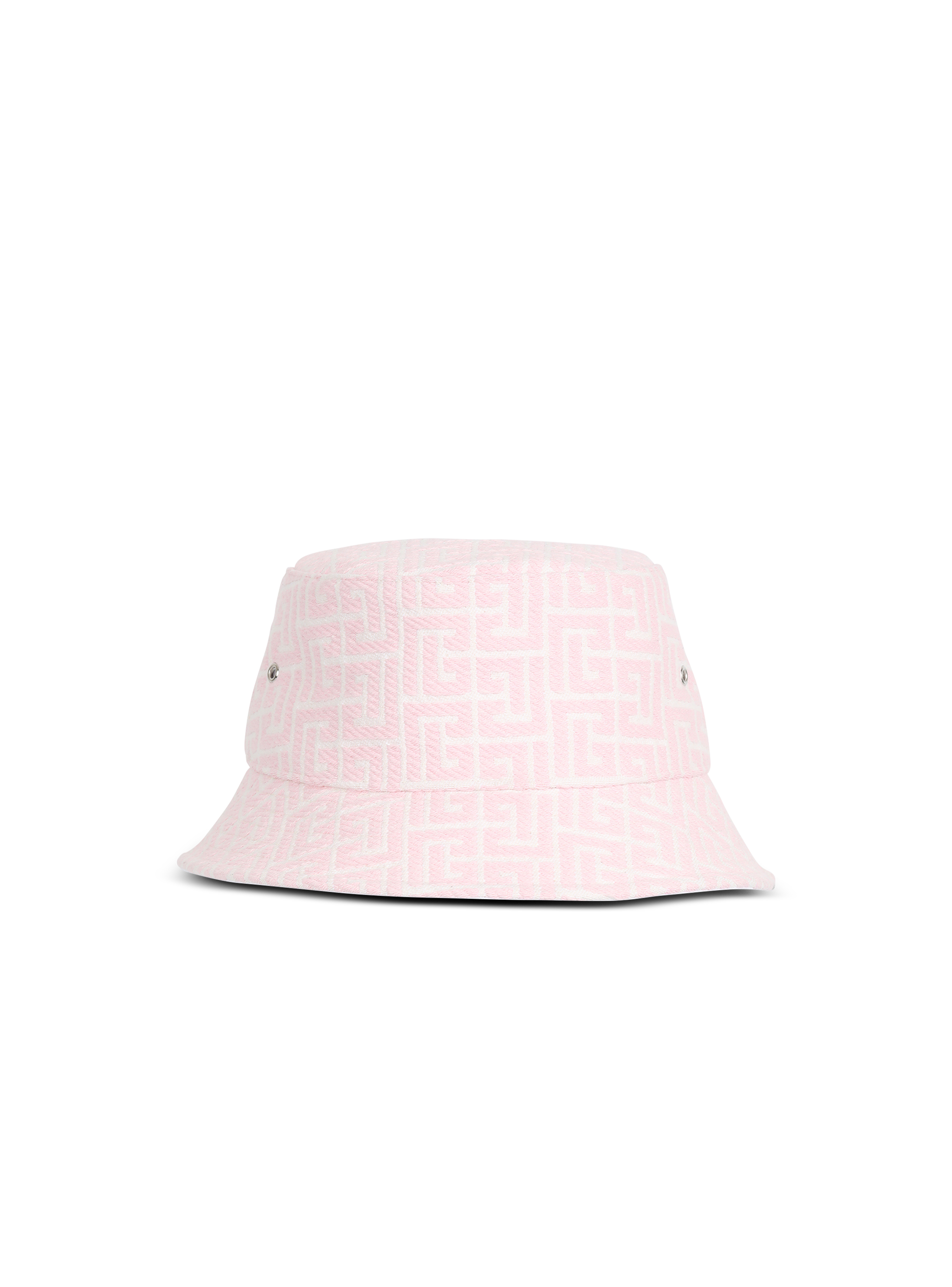 ESCLUSIVO - Cappello da pescatore in jacquard con monogramma Balmain, rosa