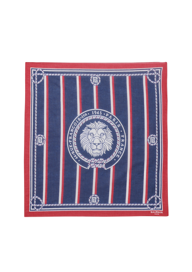CAPSULE ESTATE - Foulard in seta a righe rosse e blu navy