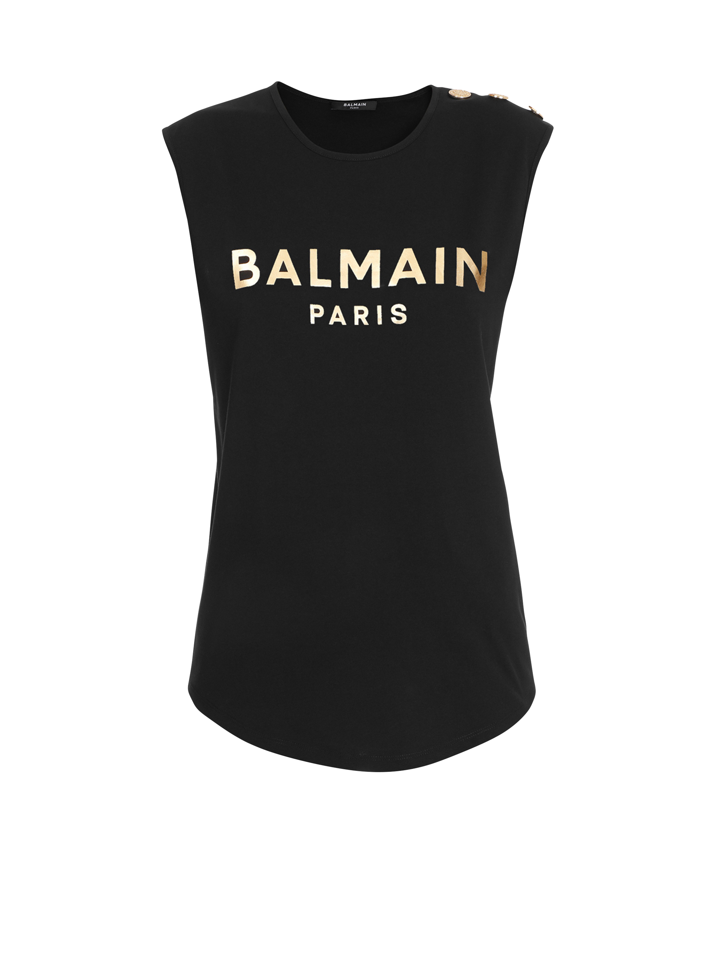 T-shirt in cotone con logo Balmain, oro