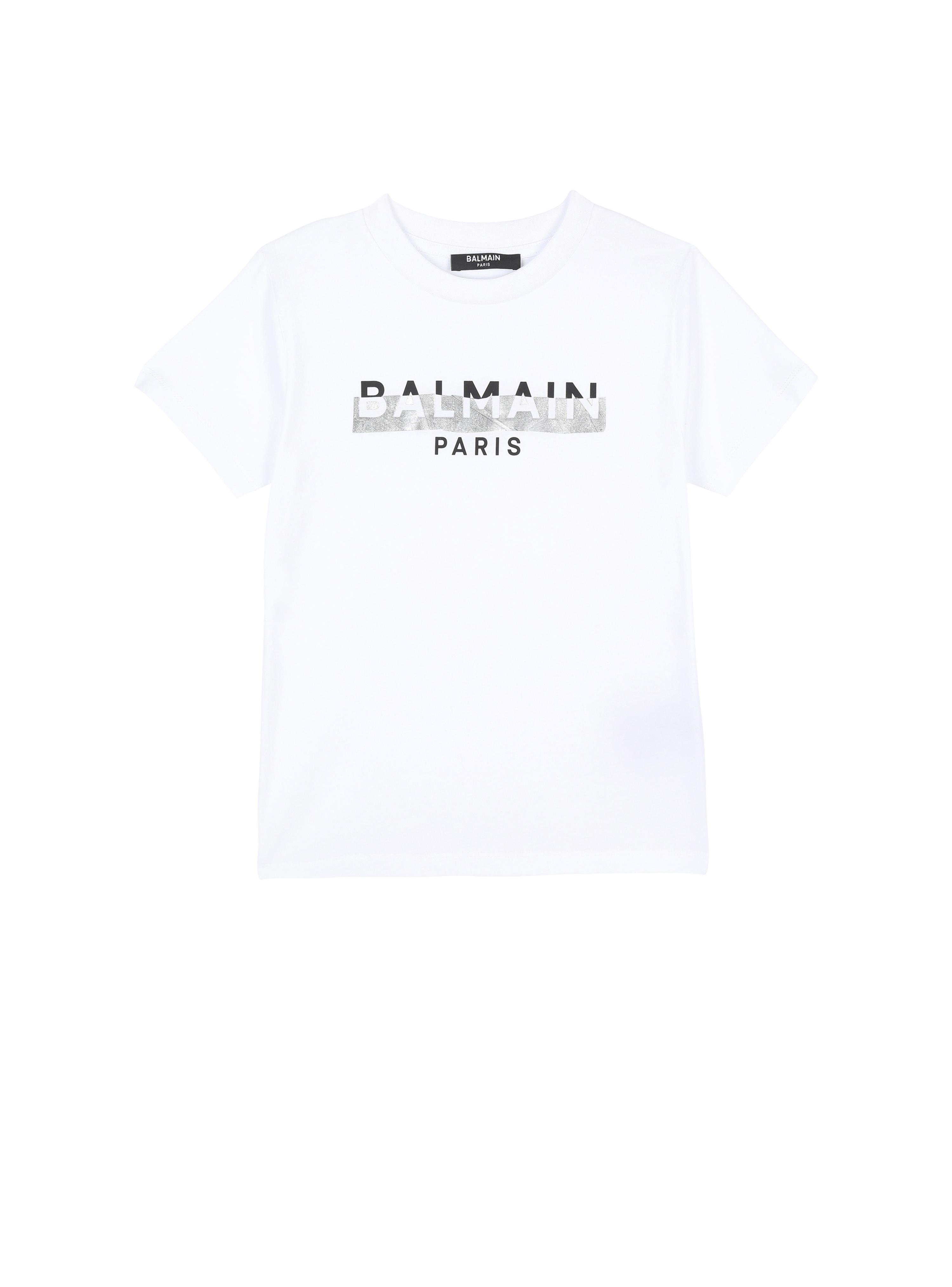 T-shirt in cotone con logo Balmain, bianco