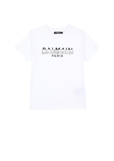 T-shirt in cotone con logo Balmain
