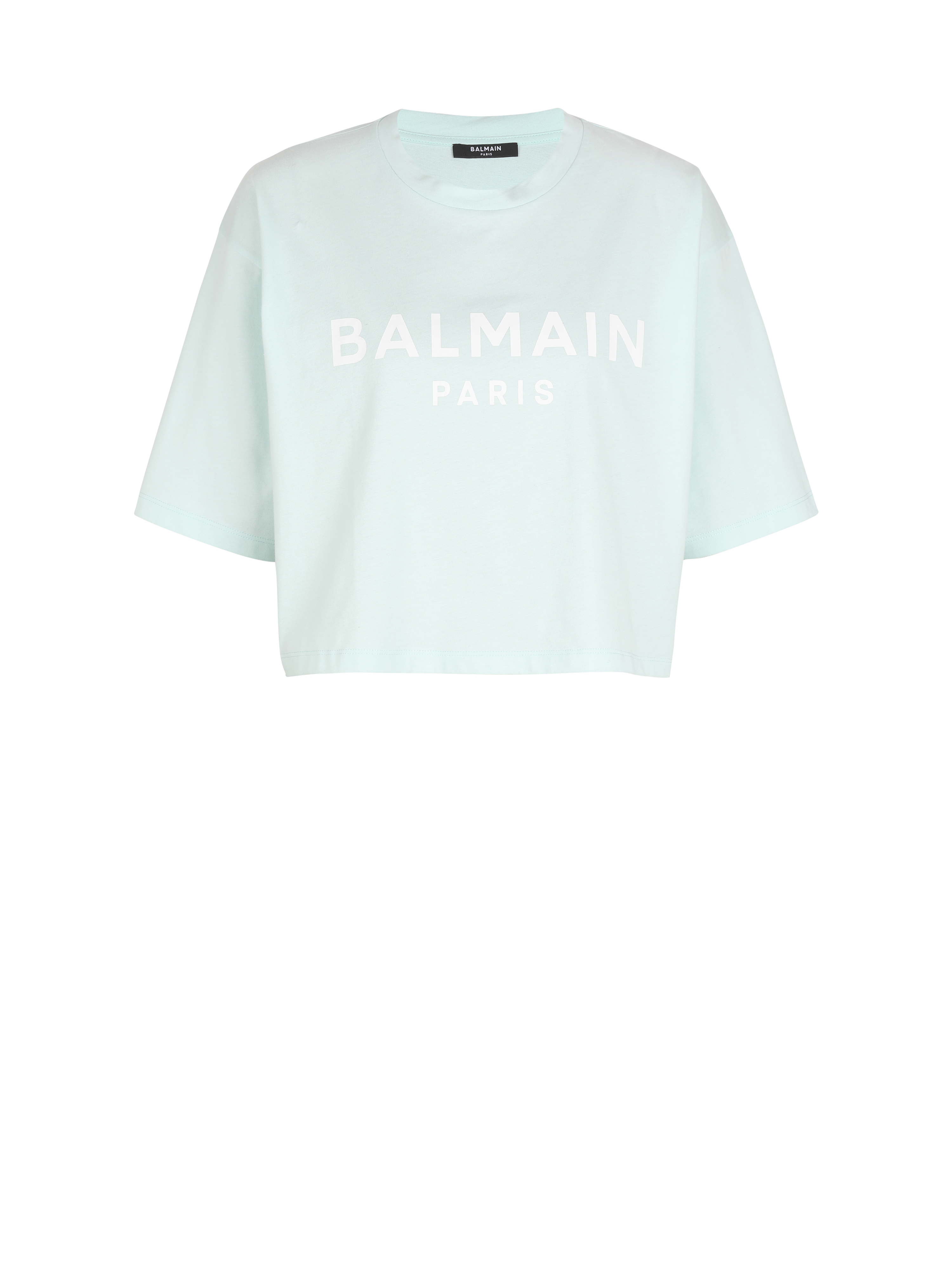 T-shirt corta in cotone con logo Balmain, verde