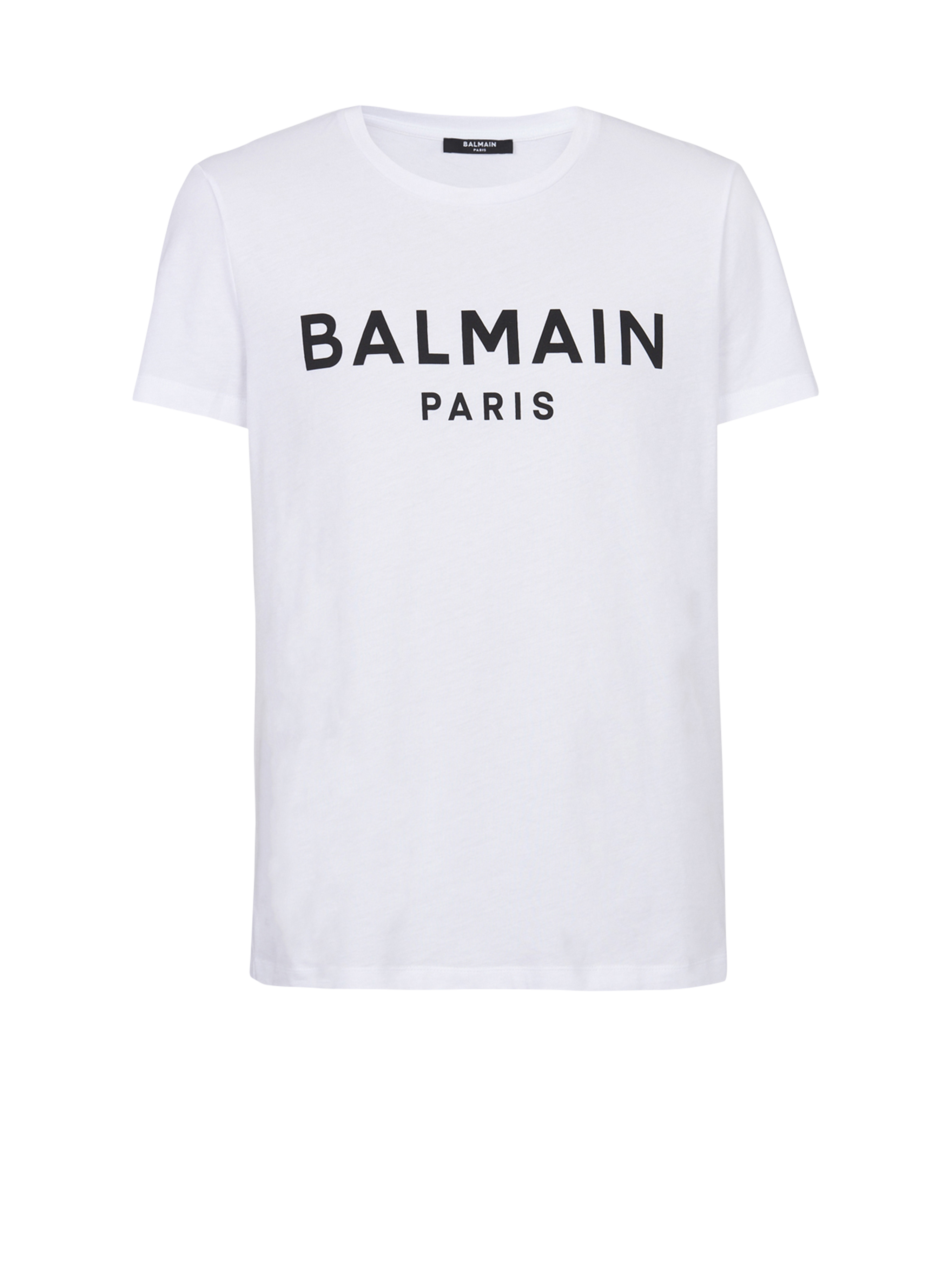 T-shirt in cotone con logo Balmain Paris, bianco
