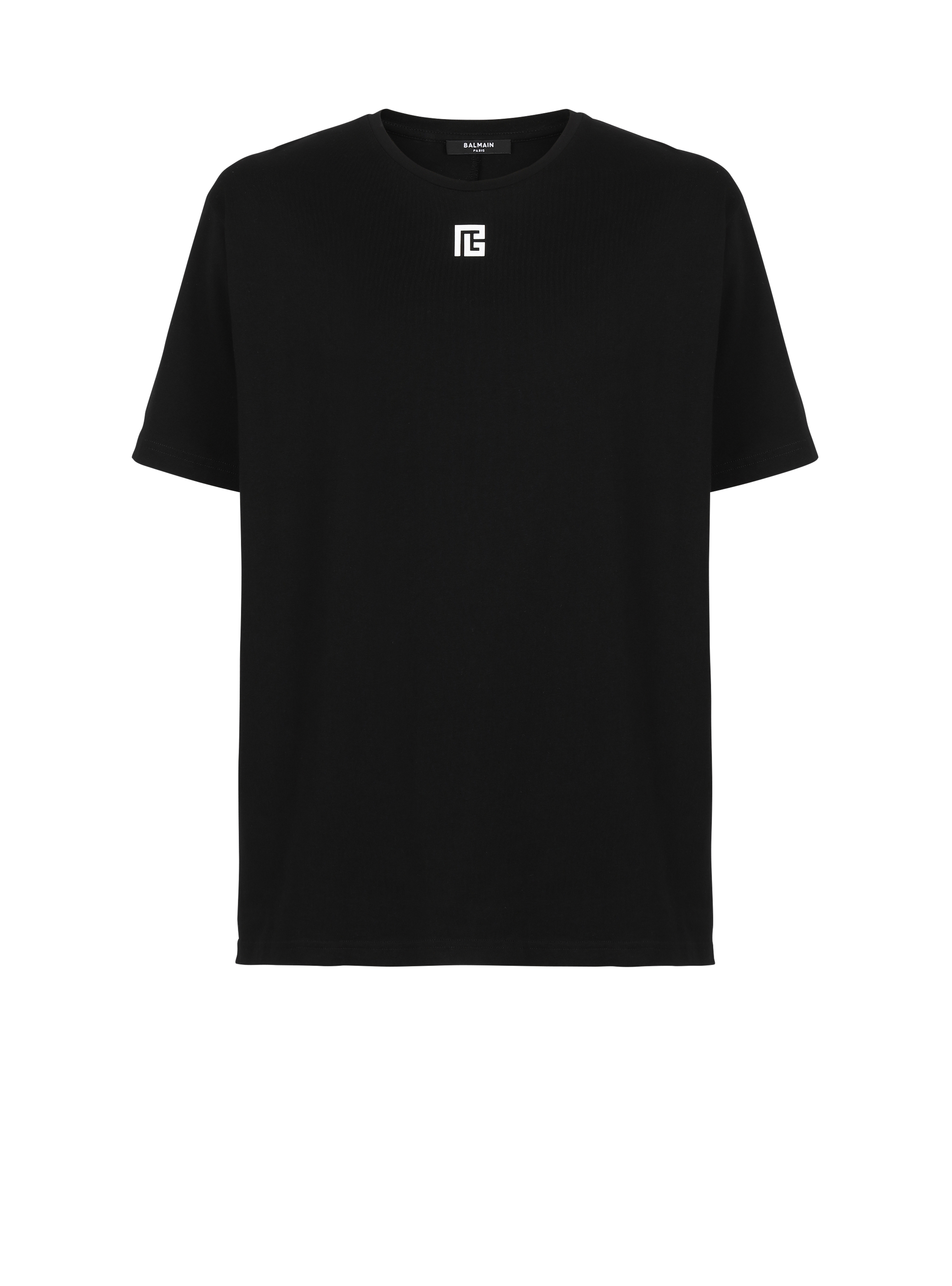 T-shirt oversize in cotone con maxi logo Balmain, nero