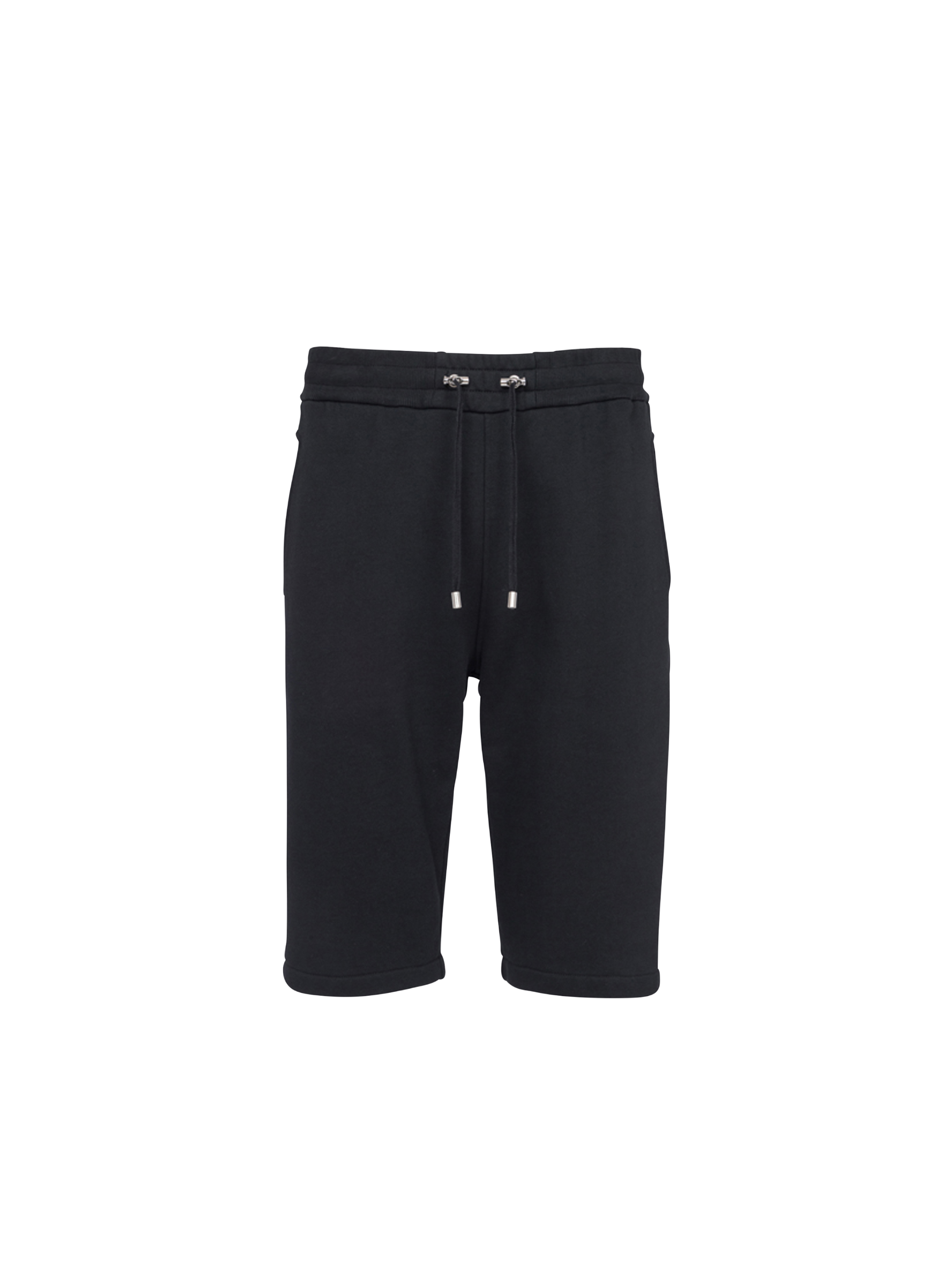 Shorts in cotone con logo Balmain Paris floccato, nero