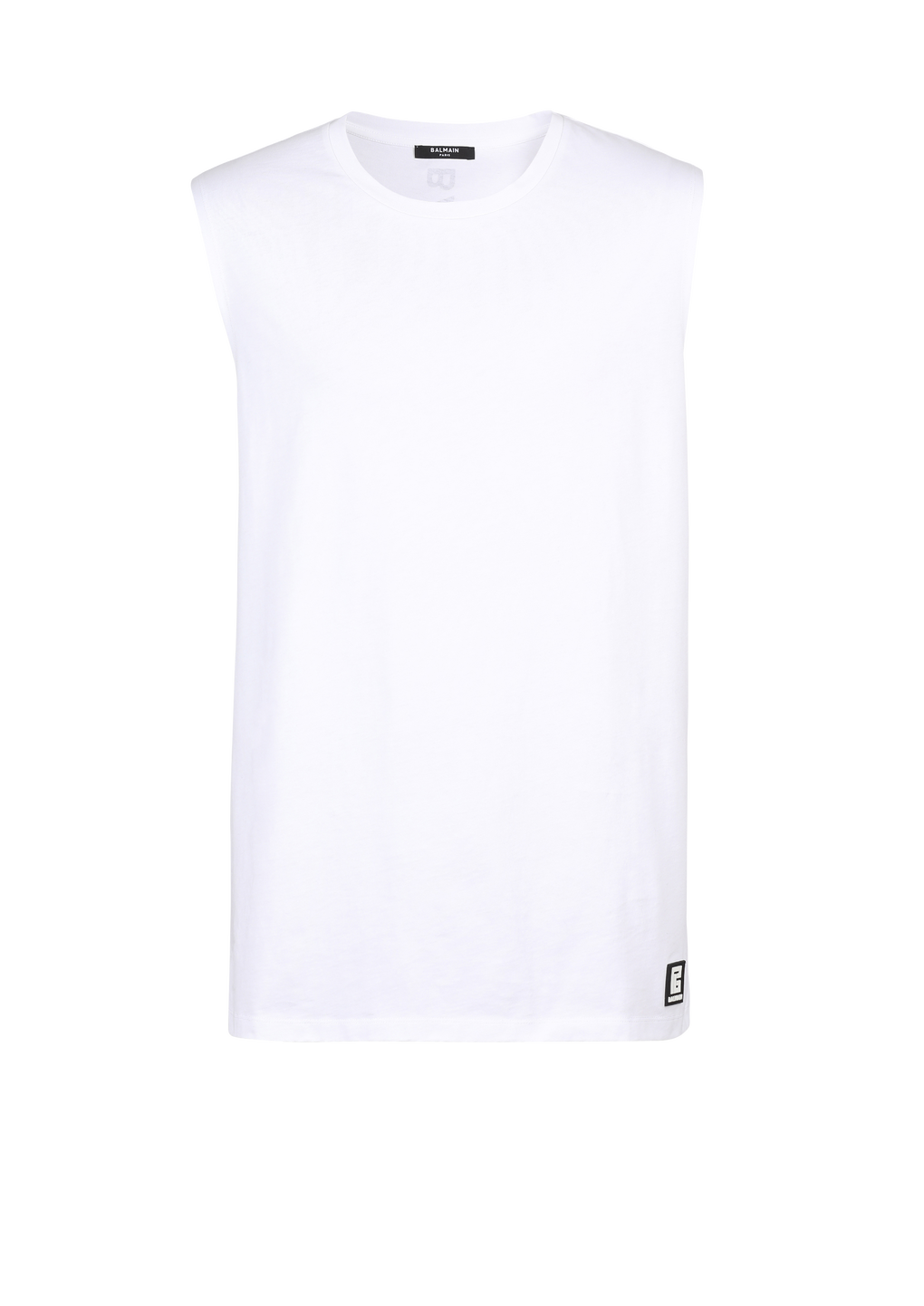 T-shirt in cotone con logo Balmain, bianco, hi-res