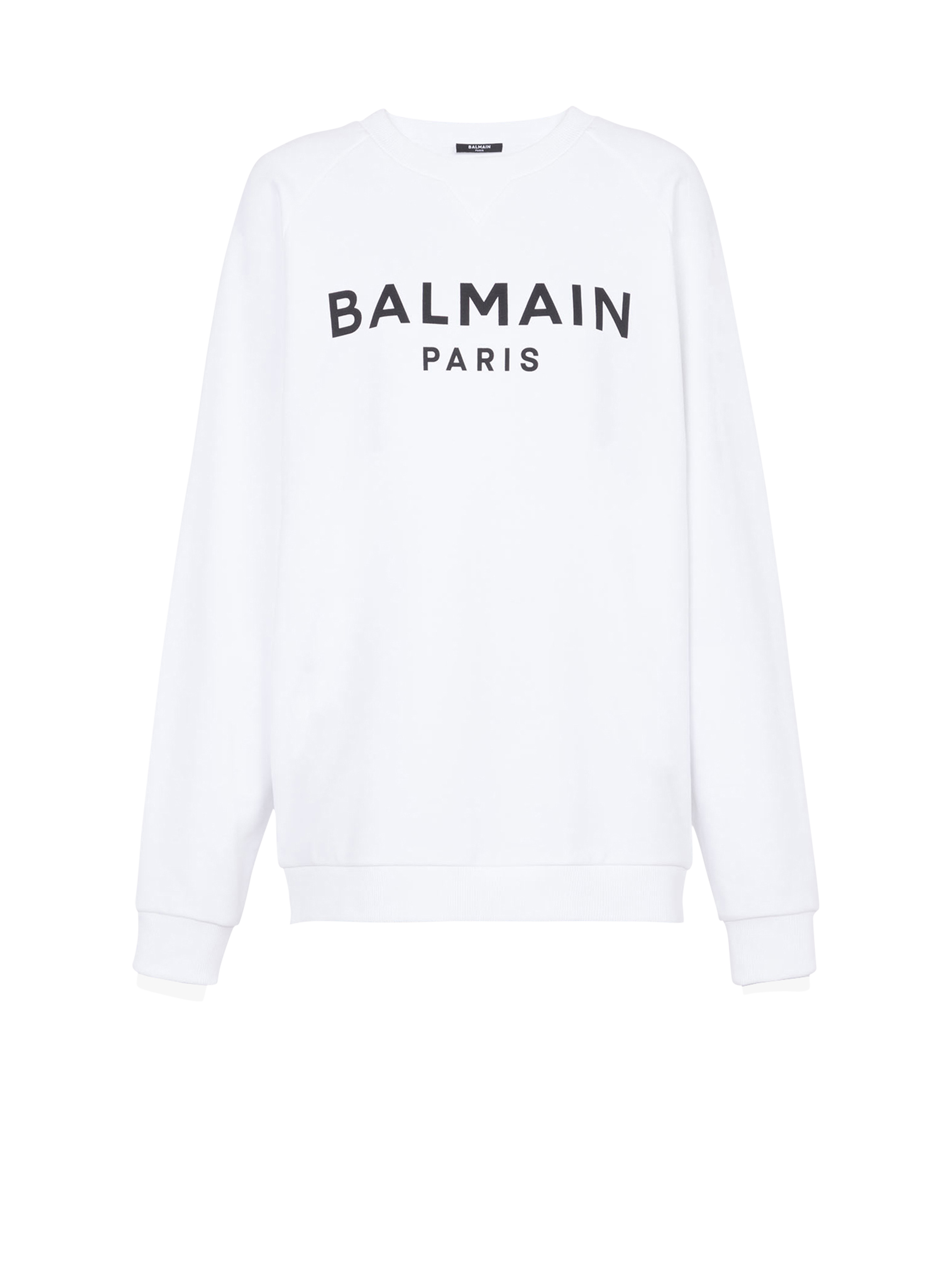 Felpa in cotone con logo Balmain, bianco