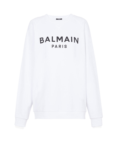 Felpa in cotone con logo Balmain Paris nero