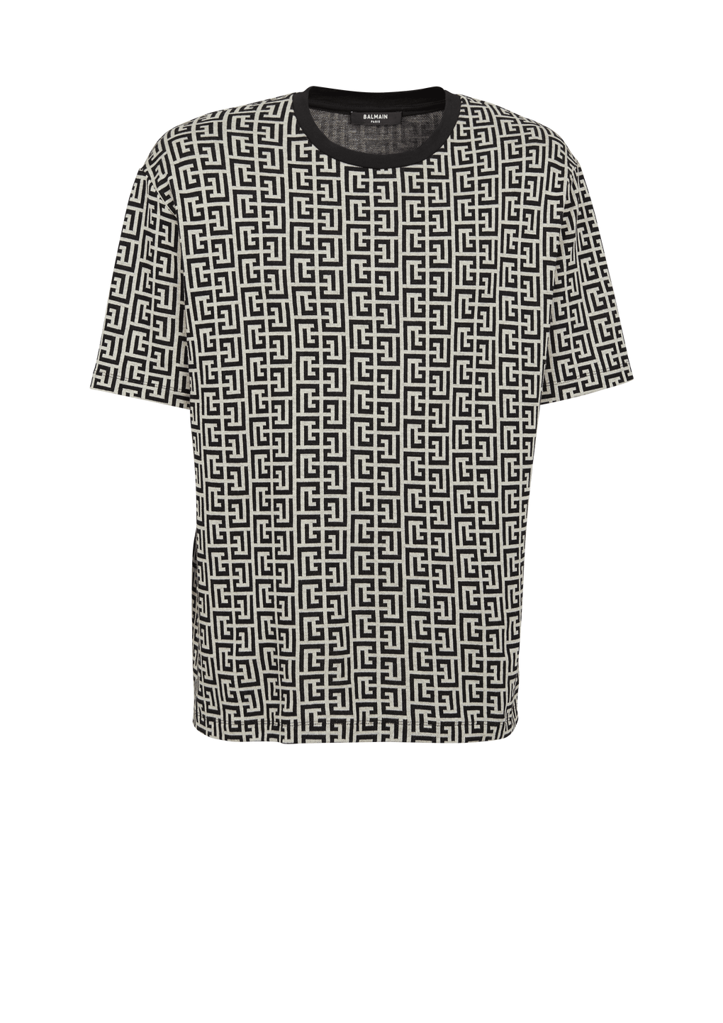 T-shirt oversize in cotone con monogramma Balmain, nero, hi-res