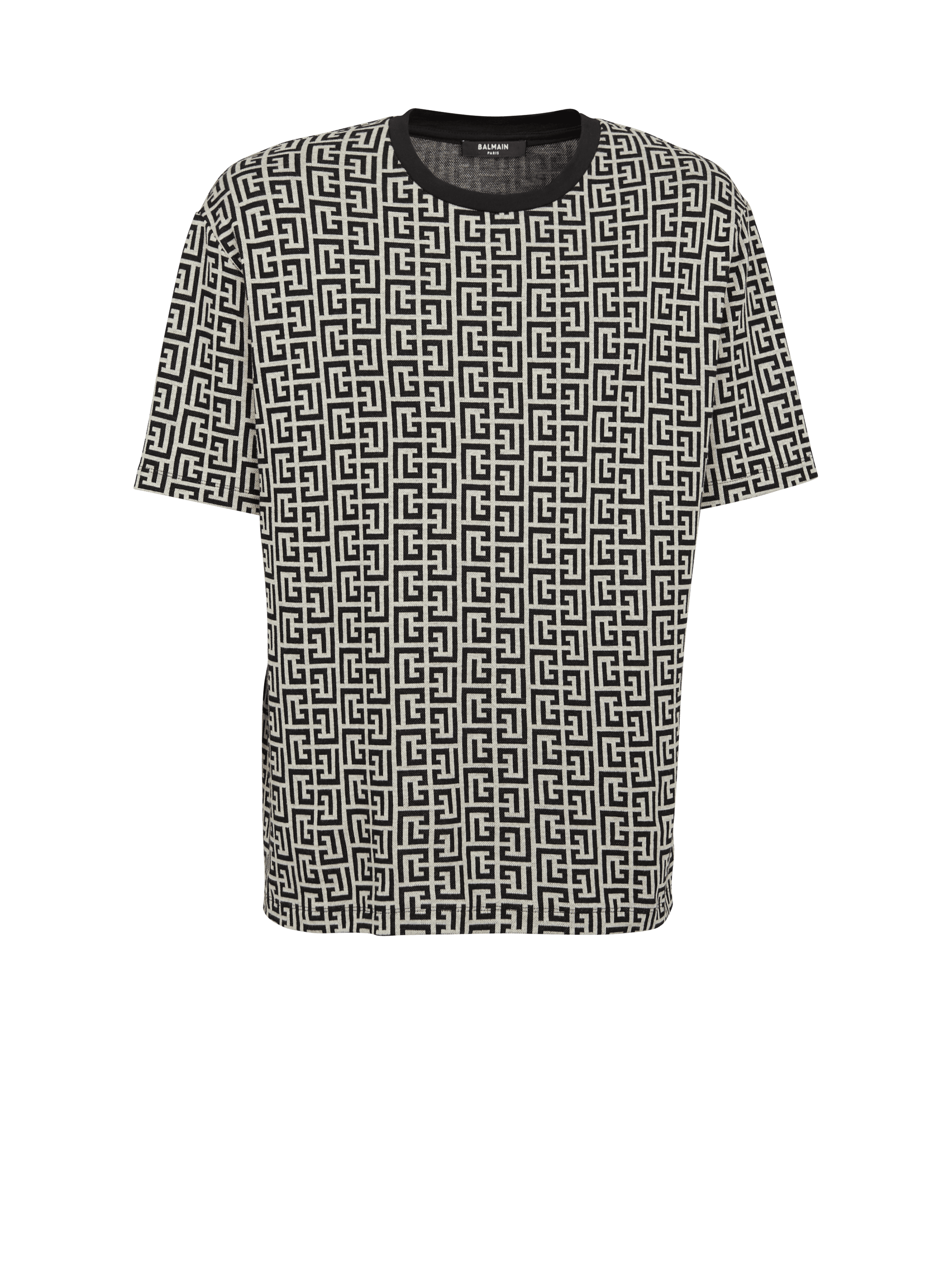 T-shirt oversize in cotone con monogramma Balmain, nero