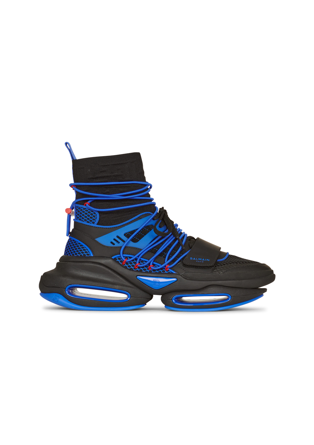 Sneakers alte B-Bold in maglia e mesh bicolor, blu, hi-res